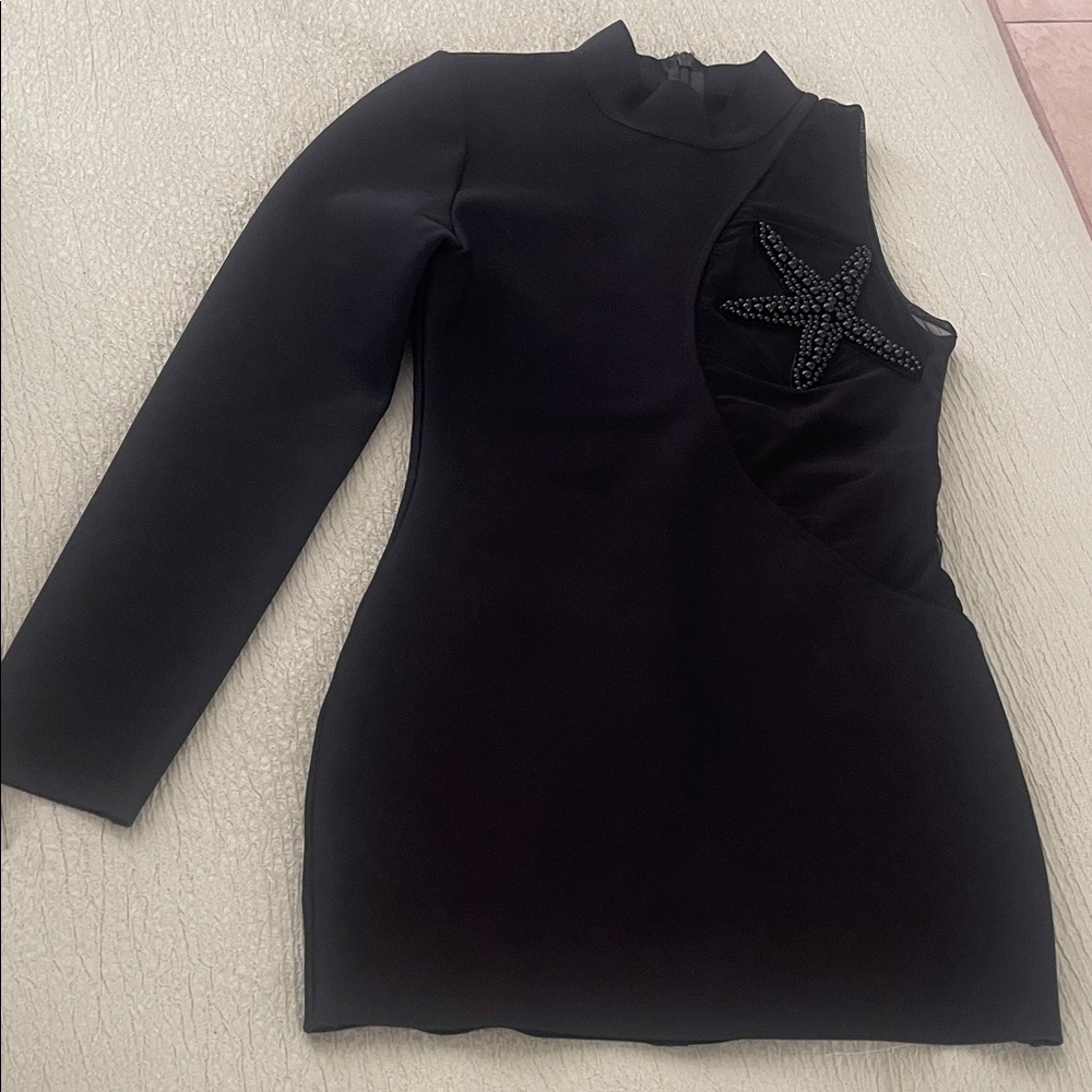 Elegant Black Dress with Star Detail